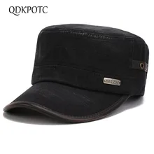 QDKPOTC, модные мужские и женские военные шапки, из стираного хлопка, регулируемый плоский верх, классический стиль, винтажная армейская шапка, лучшая Кепка для патруля