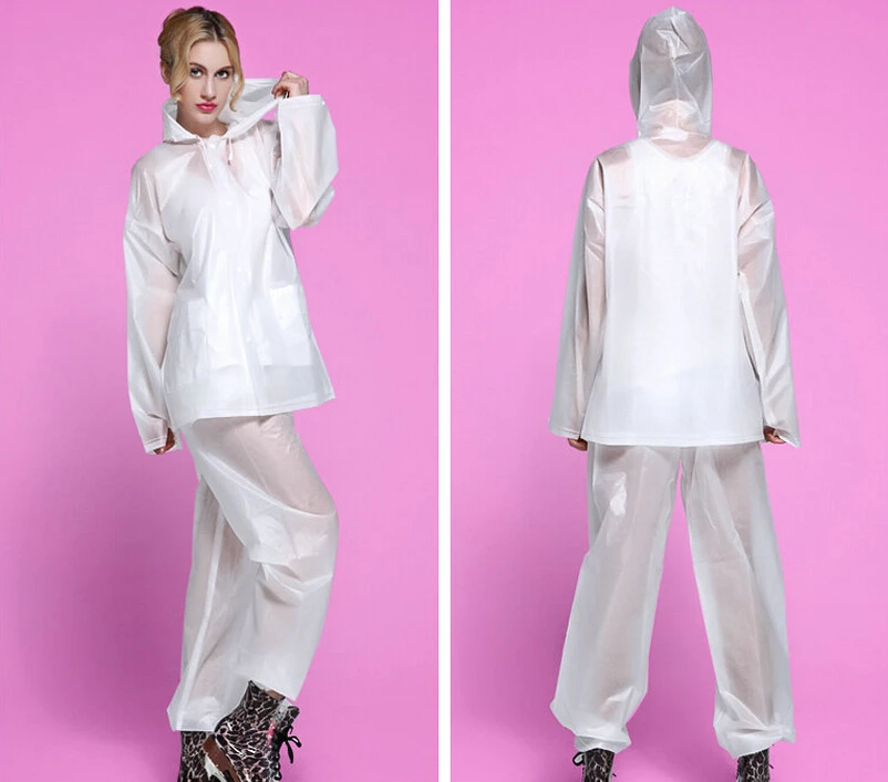 Transparent Raincoat Rain Pants Set ,rain Poncho Coat Female Split Rain