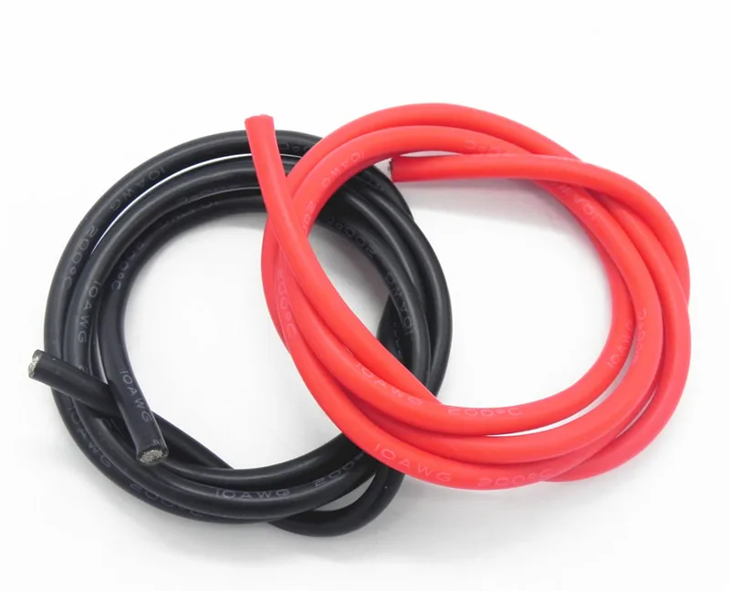 5 компл./лот 8AWG 1 м силиконовый провод кабель 0 черный + красный проводник для