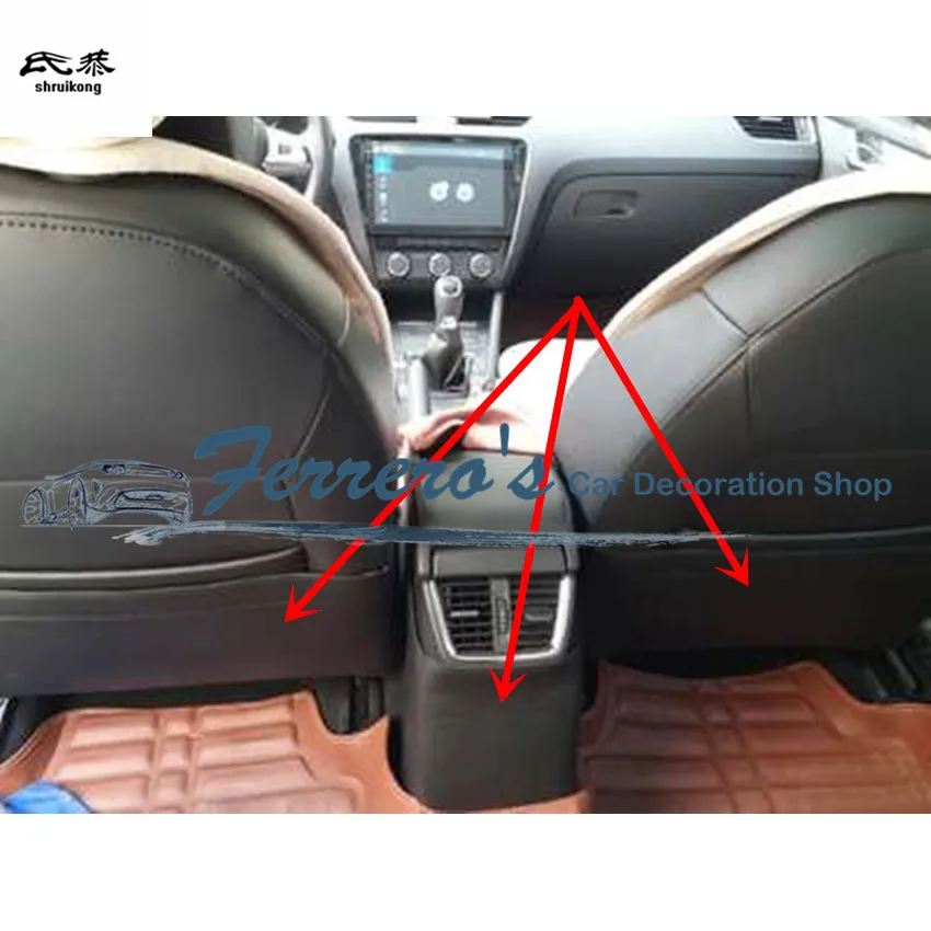 

3pcs/lot for 2015-2017 SKODA Fabia PU leather car accessories Seat and rear air conditioning outlet protection kick cover