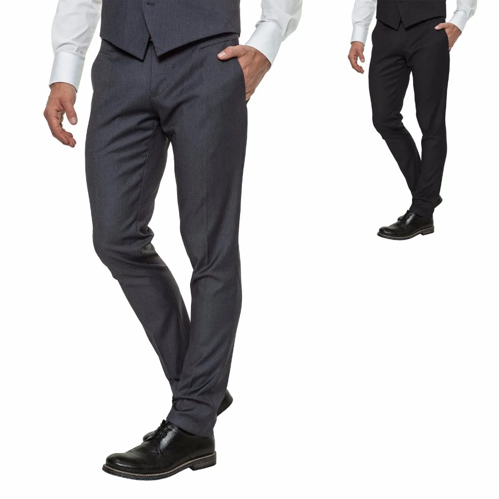 19-1 Custom Made New Style Men`s Suit Trousers Pants Elegant Business Work Black Grey NEW Groom Men Suit Pants