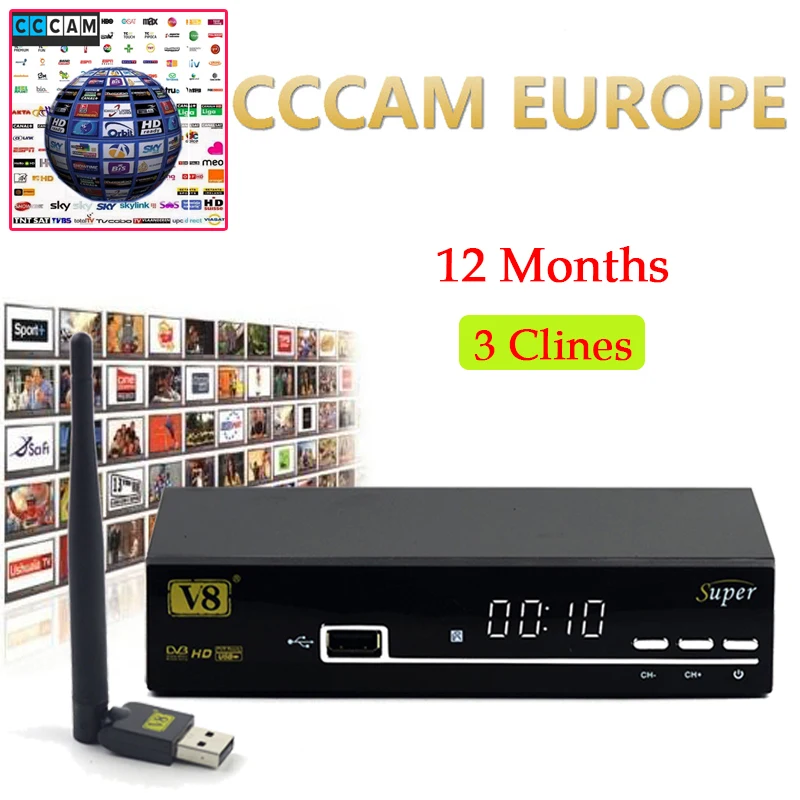 Prix pour 1 Année CCCAM Europe V8 super DVB-S2 Récepteur Satellite Décodeur mieux que openbox Pris En Charge Pleine powervu cccam bisskey IPTV Prix pour 1 Année CCCAM Europe V8 super DVB-S2 Récepteur Satellite Décodeur mieux que openbox Pris En Charge Pleine powervu cccam bisskey IPTV