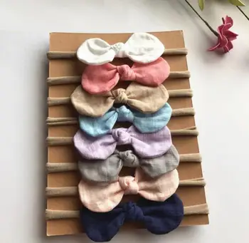 

8 colors Handmade solid color Nylon Headband Bow Headbands Cute Kids Girls Hair Accessories 30 p