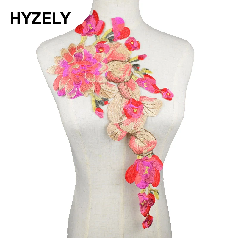 

Pink Peony Flower Venise Lace Collar Applique Patch Neckline Fabric Sticker Embroidered Strips Sewing Crafts For Clothing NL313