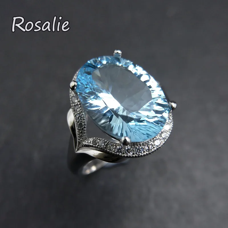

Rosalie,Big natural sky blue topaz Ring 8.5ct solid gemstone Ring 925 sterling silver for women fine jewelry with nice box