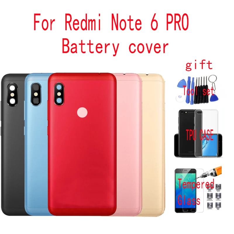 

NEW Original For Xiaomi Redmi Note 6 PRO Back Battery Cover Door Housing + Side Buttons + Camera Flash Lens Replacement