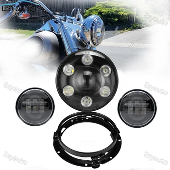 

(4 pcs) Combo 7" LED Headlight 30W Hi/Lo Beam + 4.5 Inch Classic Fog Lights + Headlight Bracket for Motorcycle