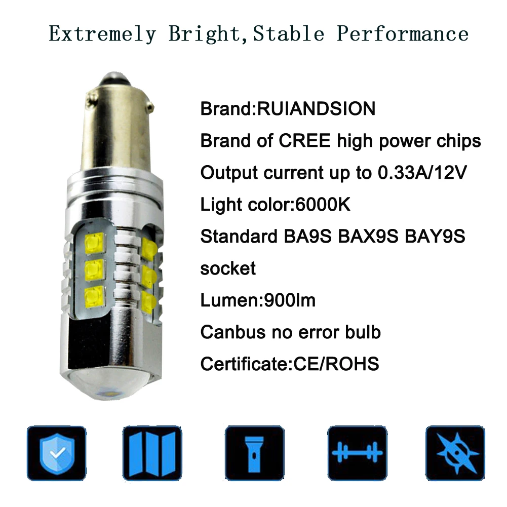 1 шт. 80 Вт AC12V 24V Canbus Error Free 16SMD-XBD BA9S T4W BAX9S H6W H21W BAY9s светодиодный для автомобиля Фары заднего хода Белый 900lm