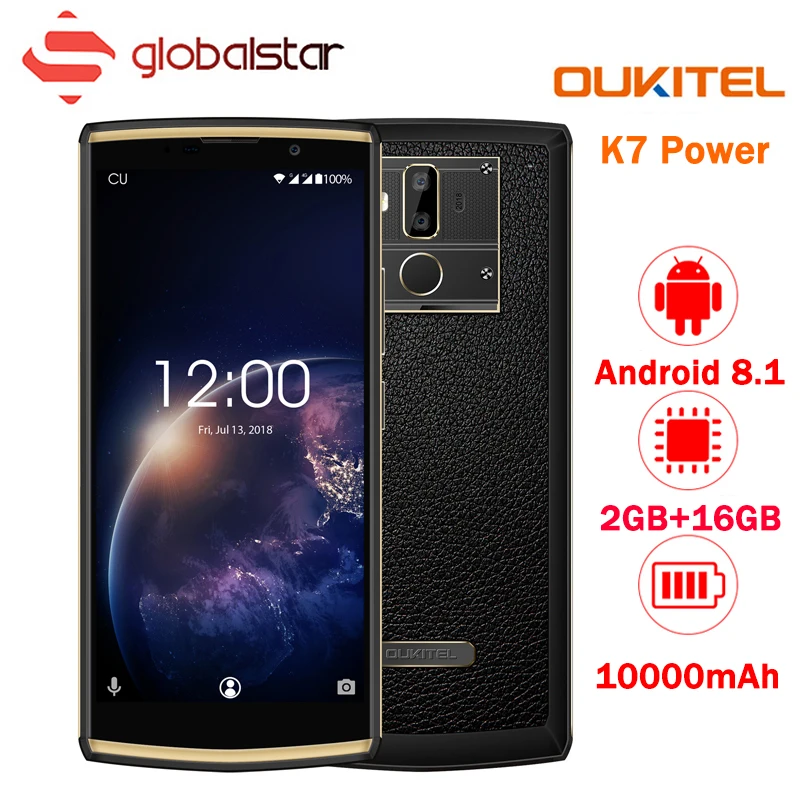 Oukitel K7 Мощность 18:9 6,0 ''FHD Смартфон 10000 мАч 9 В/2A 2 ГБ Оперативная память 16 ГБ Встроенная память mt6750t восемь ядер сотовые телефоны отпечатков