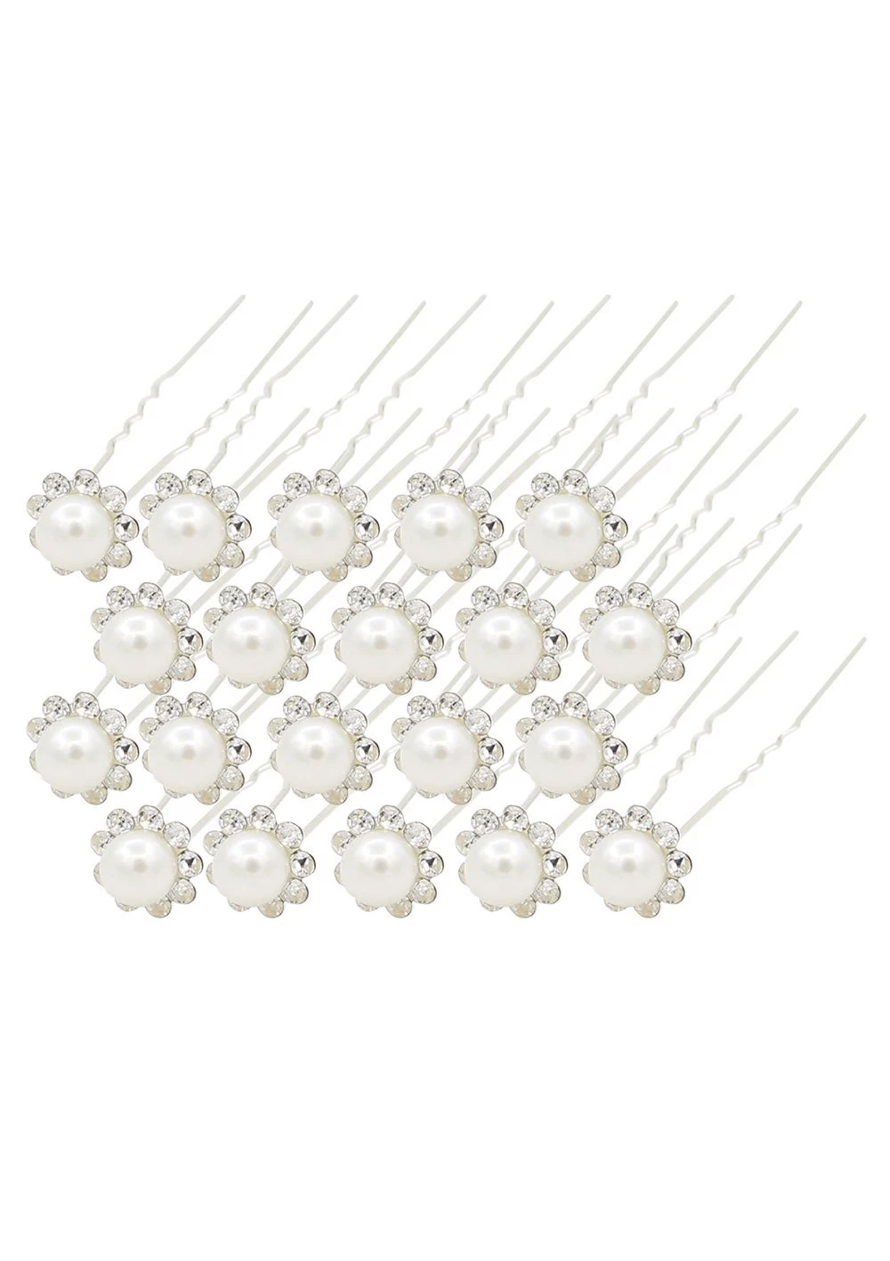 

20 Pcs Wedding Bridal Pearl Flower Crystal Hairpin Hair Clips Bridesmaid (white)