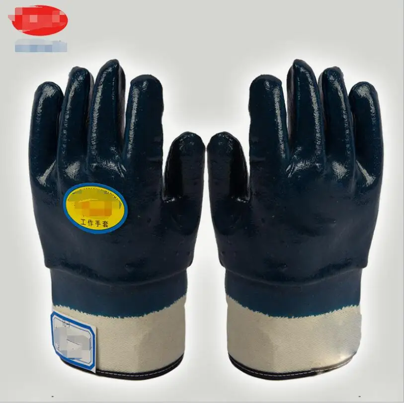 

Hang dip rubber wear-resistant oil-proof large mouth canvas high quality oil-proof gloves