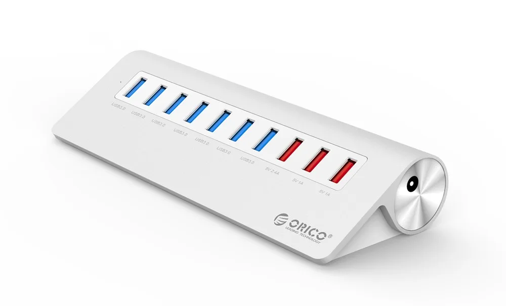 ORICO 10 портов Супер Скоростной usb-хаб 7 портов USB3.0 5 Гбит/с 3 usb-порта для зарядки для iPhone iPad Vl812 чип-серебристый M3H73P