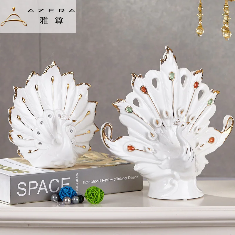 

European Ceramic peacock Room Decor fashion ornaments Home Furnishing handmade crafts furnishings wedding gift