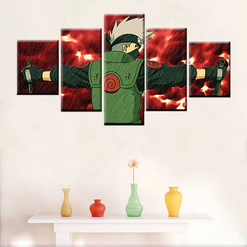 

5 panel Naruto Kakashi animated poster wall art picture modular decorative wall picture living room Nordic style frame