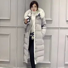 Парки базовые зимние пуховые куртки женские Дамские размера плюс длинные пуховые пальто с капюшоном Повседневная ветрозащитная теплая верхняя одежда