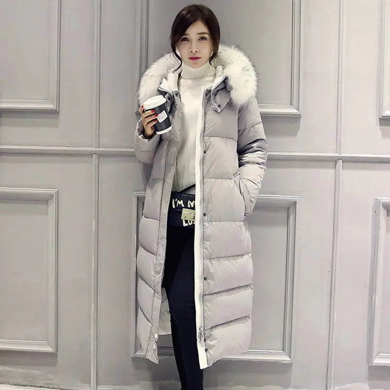 

2019 Parkas Basic Winter Puffer Down Jackets Female Lady Plus Size Long Hooded Down Coats Daily Windproof Warm Outwear