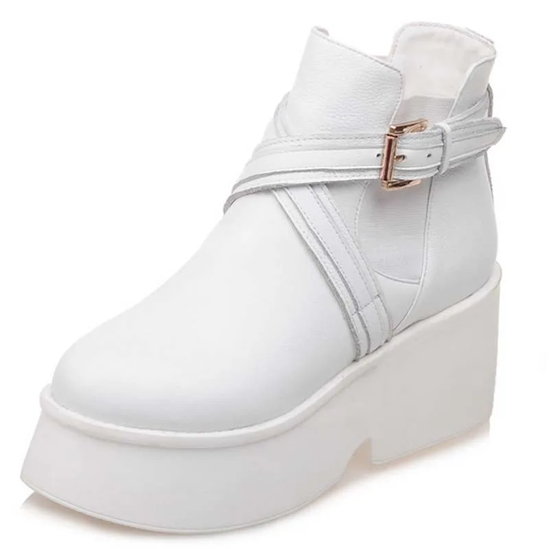 

New Arrival Winter Women Boots High Heel Unique Cross Strap Fur Ankle Boots Round Toe Fashion Platform Shoes Boots Sale