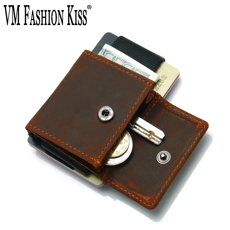 VM FASHION KISS Import Crazy Horse эластичный нейлоновый кошелек для кредитных карт из