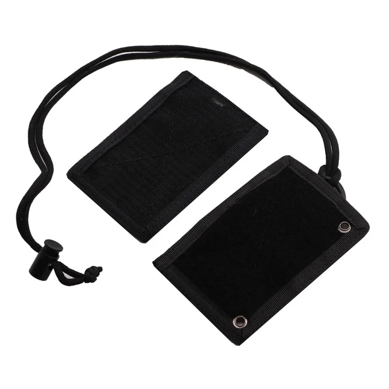 Soporte táctico para tarjetas de identificación de entusiastas militares con soporte de insignia con cordón de cuello negro organizador de bolsas para correr