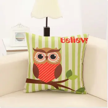 

Hot Sale Throw Pillow Stripes Tree Branch Owl Throw Linen & Cotton Pillow Case Cushion Cover