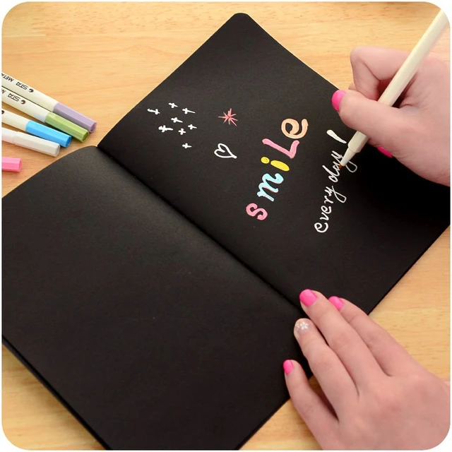 Cute Small Sketchbook Notebook for Drawing Painting Graffiti Soft Cover  Black Paper Sketch Diary Book Memo Pad Office School - AliExpress