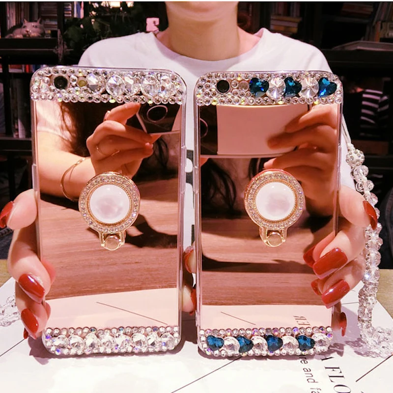 

Blue Heart diamond finger ring crystal strap case For xiaomi redmi 3s note 3 4 4X 4A 5A MIX MAX 2 5 5S 5X A1 PLUS 6 6X 8 PRO