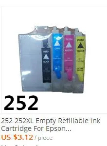 4X100 ML BK C M Y 27XL 252XL чернилами для Epson рабочей силы WF7110 WF7610 WF7620 WF3620 WF3820 WF3640 7610DWF 7620D WF-7720 wf-7710