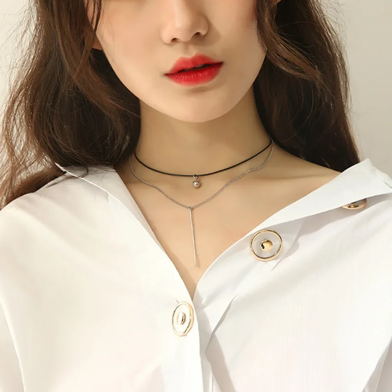 

L&P Free Shipping Fashion 925 Sterling Silver With Black Leather Rope Necklace Wedding For Women Gift Christmas Gift