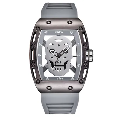 Мужские дизайнерские часы, мужские спортивные роскошные брендовые подарки, часы Shantou, часы будущего, уникальный скелет, Montres de Marque de Lux 3860 - Цвет: gray