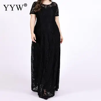 

Robe De Soiree Plus Size Elegant Evening Dresses Short Sleeve A Line Lace Long Wedding Wear 2019 New Summer Ladies Formal Dress