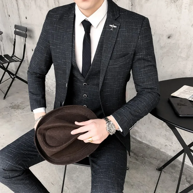 Nicelly Mens Stylish Trim-Fit Autumn Single-Breasted Casual Premium Suit Vest