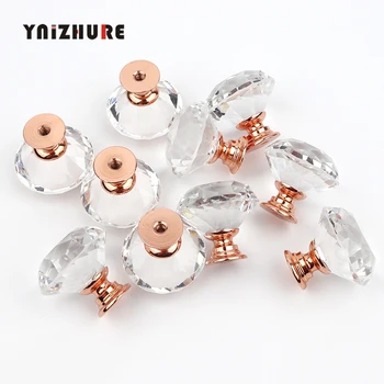 

YNIZHURE 10PCS Diamond Crystal Handles Glass Knobs Cupboard Drawer Pulls Kitchen Cabinet Door Wardrobe Handle Furniture Hardware
