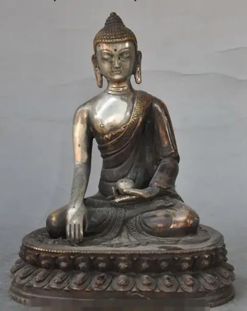 

S6177 8"Chinese buddhism bronze silver Joss Menla Medicine Buddha Medical God Statue D0318