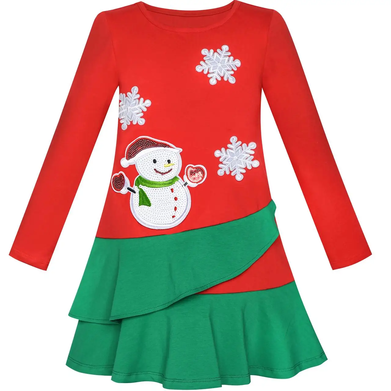 

Girls Dress Long Sleeve Christmas Snowman Holiday Party Cotton 2018 Summer Princess Wedding Dresses Size 5-12
