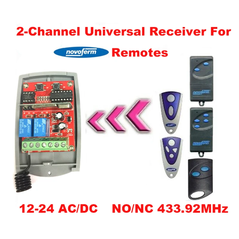 

2pcs For Novoferm remote control 2 Channel 433.92 MHz 12-24V DC receiver GOOD