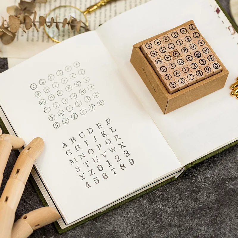 

Cool English Letters Wooden Stamps 36pcs/lot DIY Sticker Journal Diary Deco Supplies