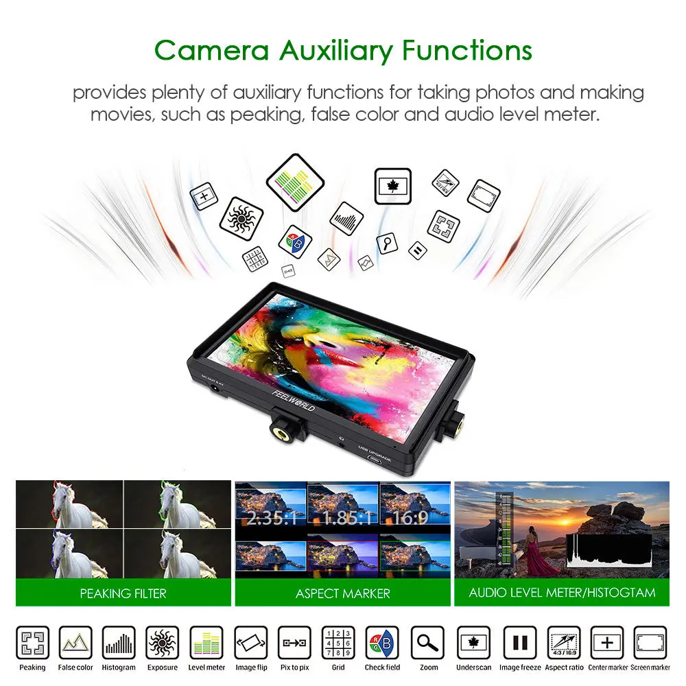 FEELWORLD FW568 5,5 дюймов ips 4K на камеру полевой монитор для DSLR HDMI маленький Full HD 1920x1080 Видео фокус помощь с наклоном