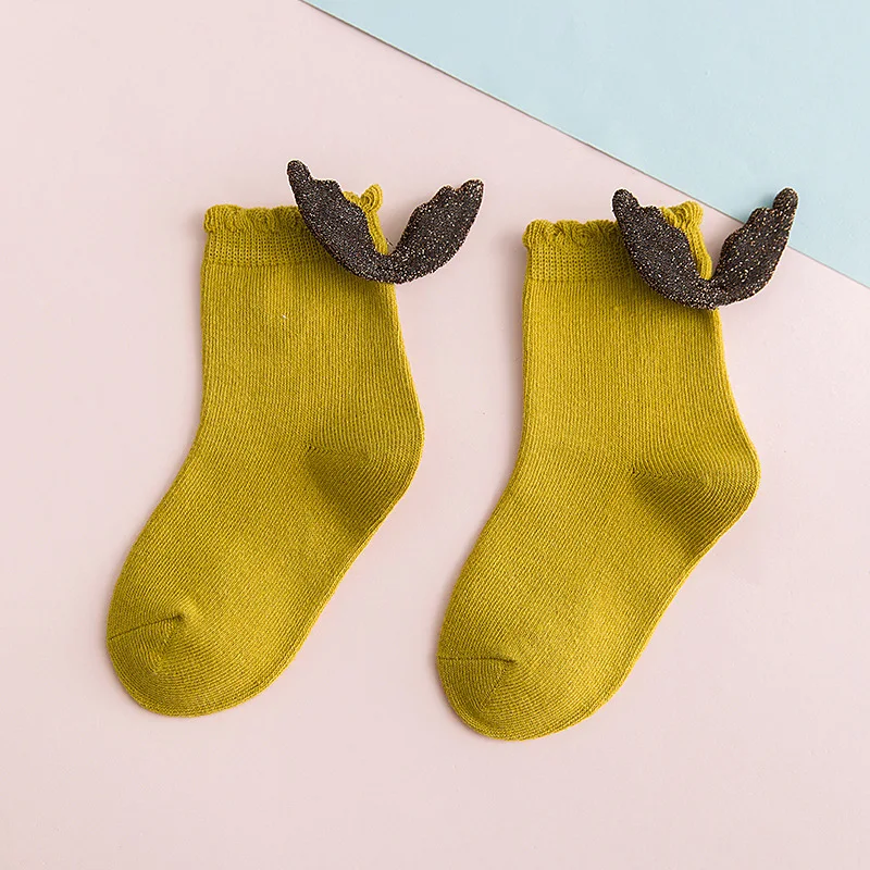 Новые весенние хлопковые короткие носки для детей, модные детские носки с крыльями ангела высококачественные носки для мальчиков и девочек - Цвет: yellow wing