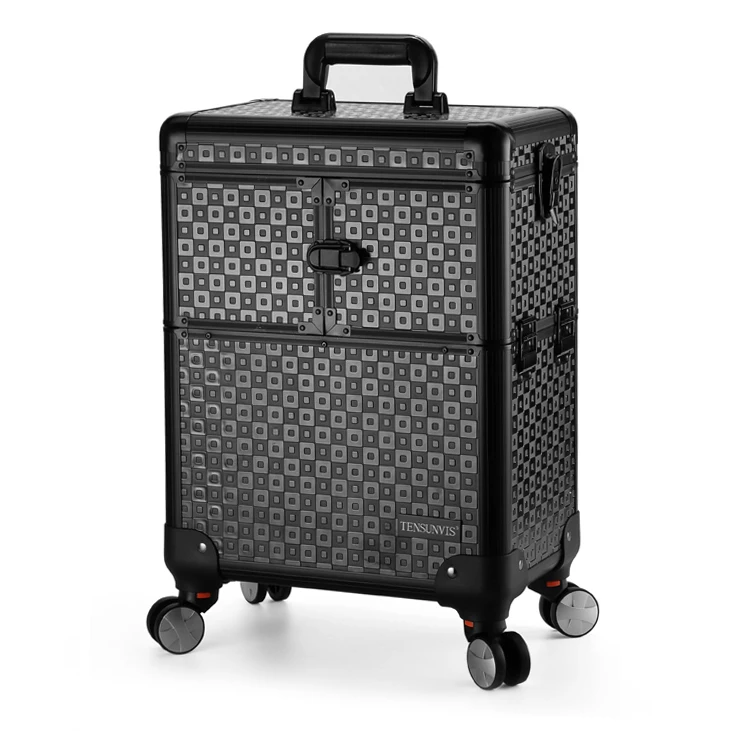 

TENSUNVIS Makeup Case aesthetic black professional universal wheels trolley cosmetic box makeup case the best beauty case 4622