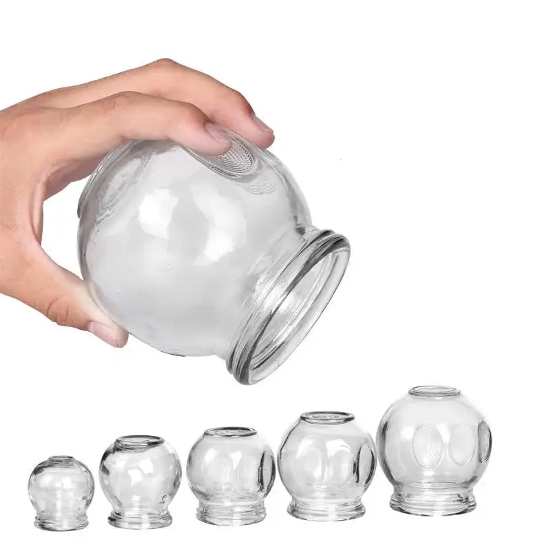 

4pcs/2/1pcs set Glass Cupping Fire Cup Chinese Suction Body Massage Therapy Medical thickening glass vacuum cupping jar can tank