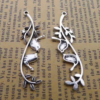 

120pcs Exquisite Lovebirds charms pendants 15*45mm Antique silver bag accessories craft Jewelry earring bracelet necklace