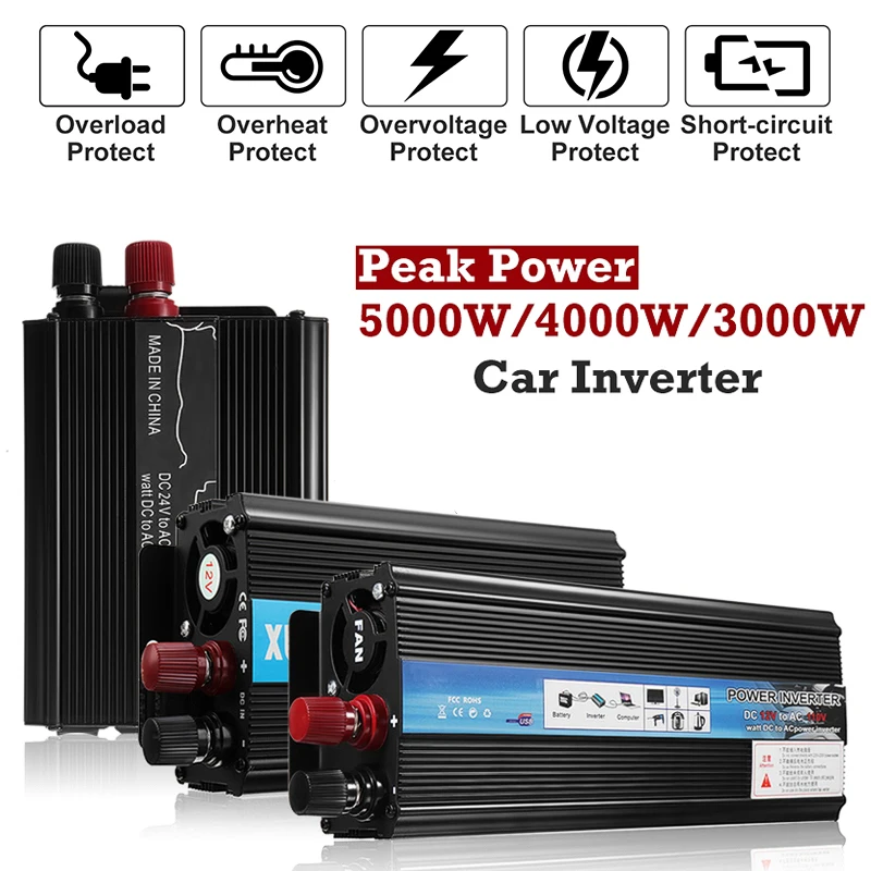 

Inverter 12V 220V 3000W 4000W 5000W Peak Power Voltage Transformer Converter DC 12V To AC 220V Solar Sine Wave Inverter