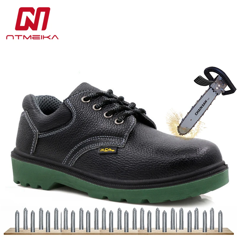 

Men's Breathable Work Safety Shoes Steel Toe Rubber Sole Genuine Leather Safety Boots Men Work Shoes Plus Size 35-46 MB-45