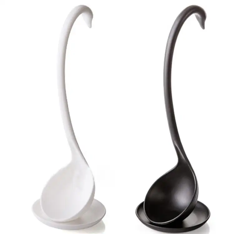 

2018 Swan Ladle Spoons Unique Swan Shaped PP Ladle Special Swan Spoons Useful Kitchen Cooking Tool Plastic Ladle With Tray