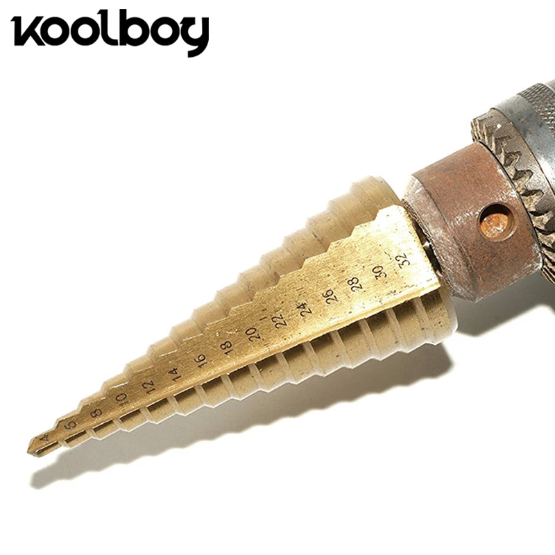 Koolboy 1 шт. 4-32 мм высокой Скорость Сталь шаг сверла древесины бурения инструменты Титан Сталь 4241 для Алюминий железа деревообрабатывающей