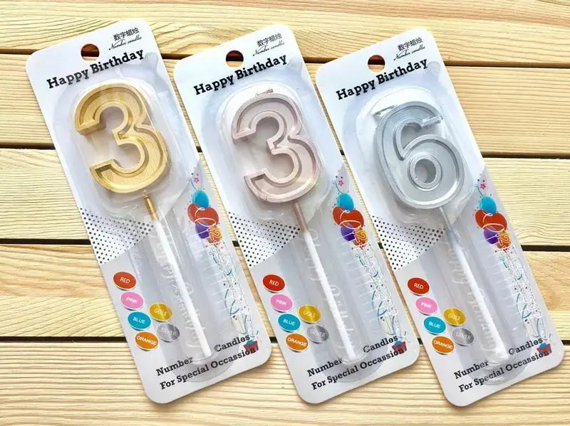 Golden silvery Alphabet Number 0-9 Birthday wedding festival Candles Cake Candles Kids Parties Decor,500pcs