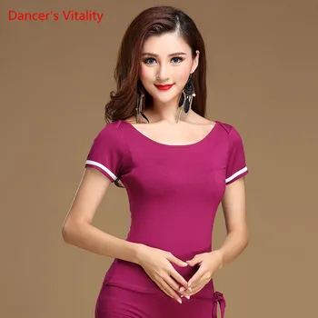 

New practice black Round neck Short sleeve sexy Latin Dance clothes top for women/female, Ballroom Costume performance wears