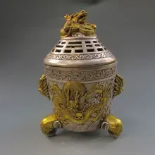 Нежный Китай латунный дракон ладан горелка и крышка с Ming Dynasty Xuan De Mark