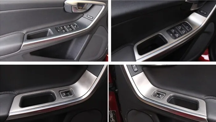 7pcs Car door window lifter panel decorative cover trim stainless steel strip 3D sticker for Volvo XC60 S60 V60 (11)