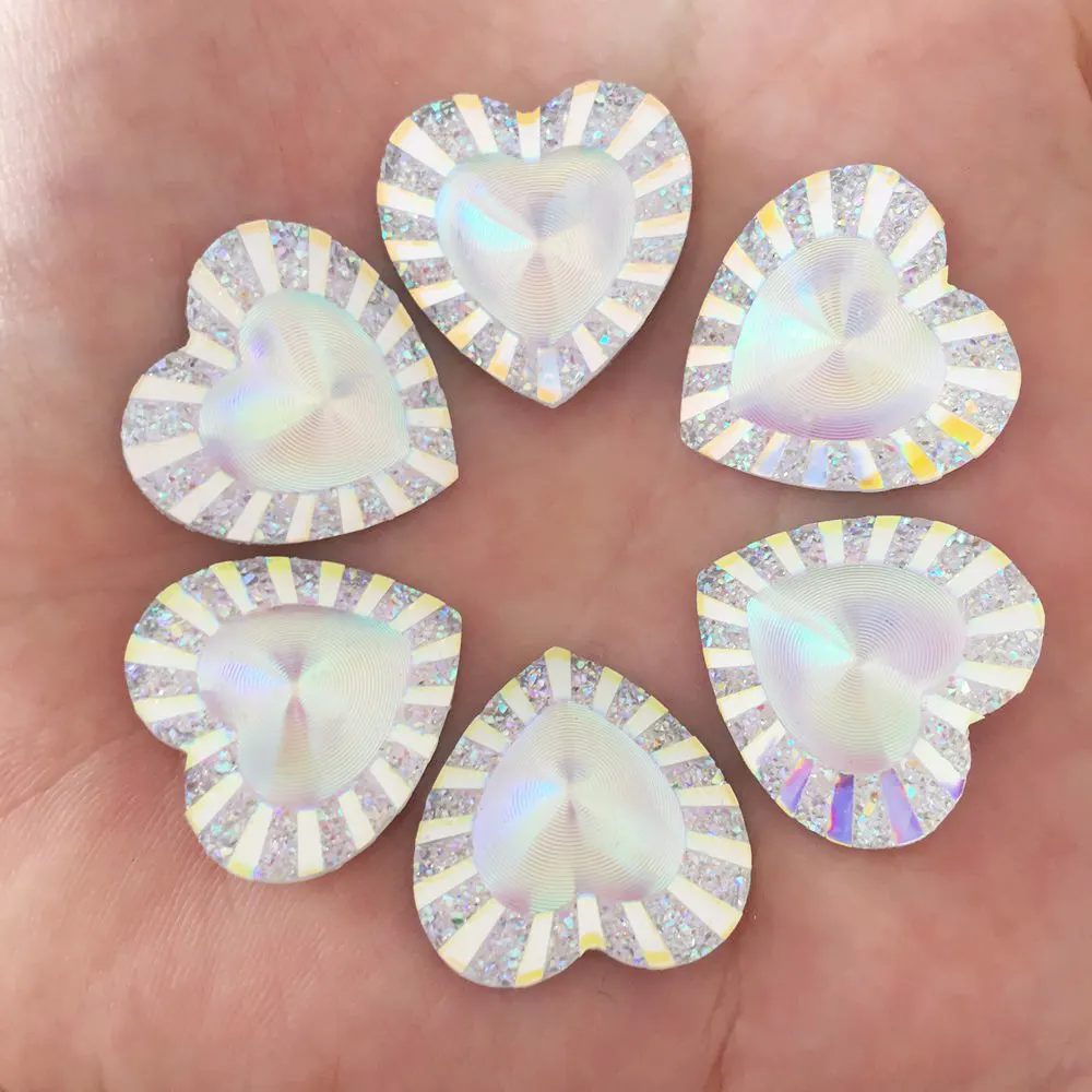 

New 20pcs white AB Resin Cute bling 20mm Heart flat back rhinestone appliques DIY Wedding scrapbook craft Ornaments SF416*2